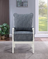 Office Star Kaylee Antique White Spindle Chair with Indigo Fabric