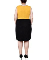 Ny Collection Plus 3/4 Sleeve Textured Knit 2 Piece Dress Set