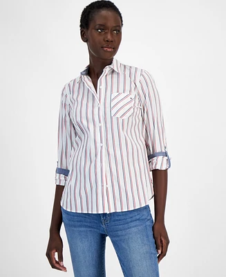 Tommy Hilfiger Women's Cotton Striped Utility Shirt