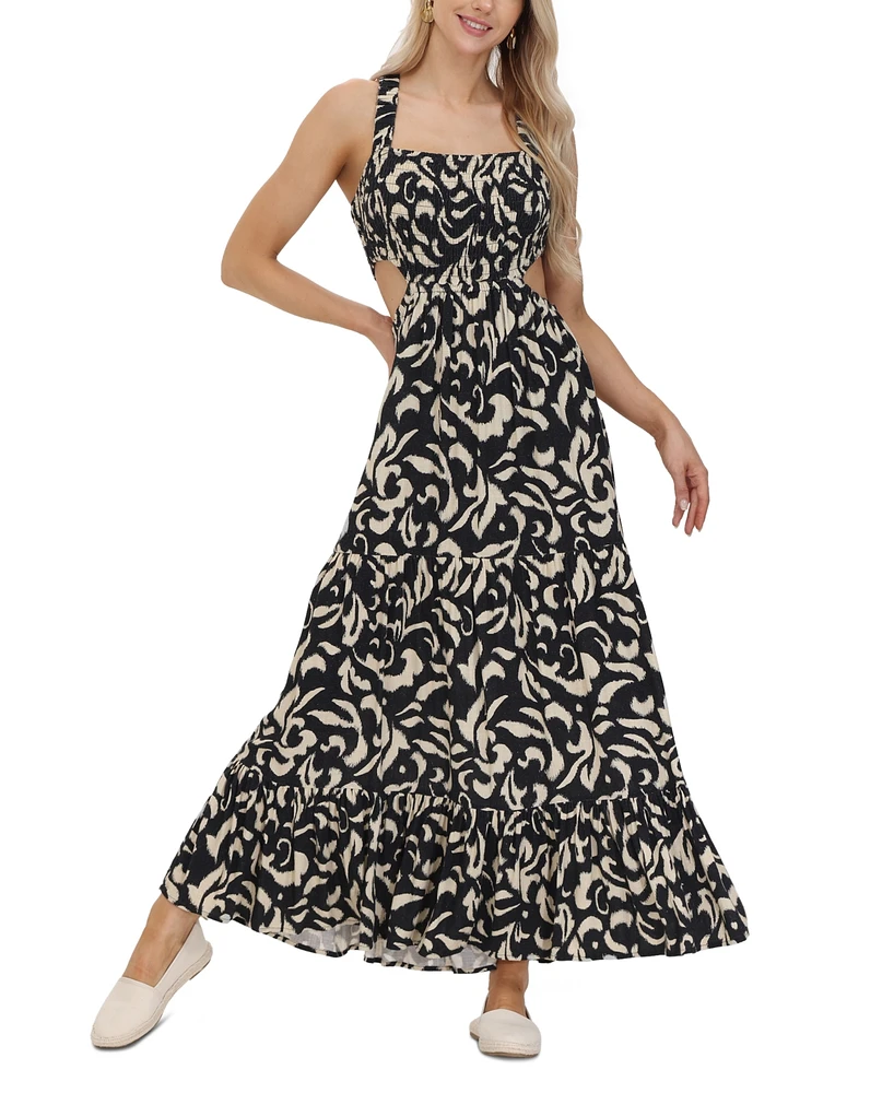 Frye Women's Smocked Cutout Maxi Dress