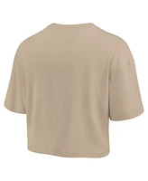 Fanatics Women's Signature Khaki New York Knicks Elements Super Soft Boxy Cropped T-Shirt
