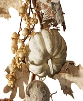 National Tree Company 6' Artificial Autumn Garland, White, Made with Pumpkins, Gourds, Maple Leaves, Pinecones, Berry Clusters, Autumn Collection