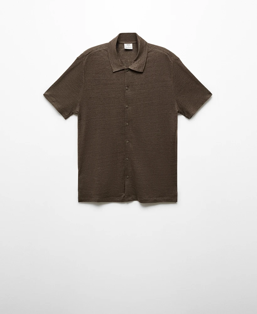 Mango Men's Slim Fit 100% Linen Polo Shirt