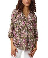 Jones New York Petite Printed 3/4-Sleeve Tunic