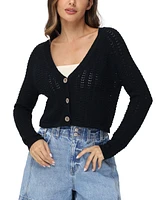 Frye Women's Cotton Pointelle Cropped Cardigan