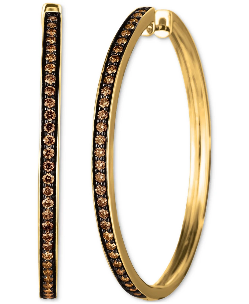 Le Vian Chocolate Diamond Medium Hoop Earrings (1 ct. t.w.) in 14k Gold, 1.57"