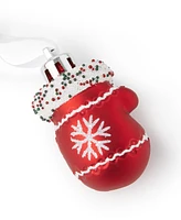 Holiday Lane Mini Red and White Shatterproof Mitten Ornaments, Set of 4, Created for Macy's