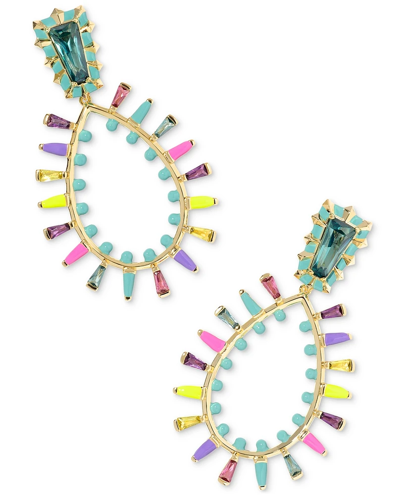 Kendra Scott 14k Gold-Plated Multicolor Cubic Zirconia & Nano Gem Open Statement Earrings