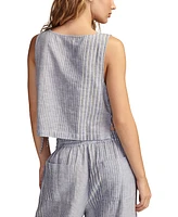 Lucky Brand Women's Linen-Blend Striped Beach Tank Top