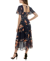 Bcx Juniors' Floral-Print Tiered Midi Dress