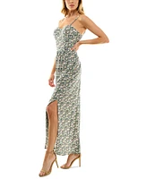 As U Wish Juniors' Floral-Print Maxi Dress