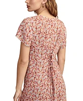 Lucky Brand Women's Floral-Print Short-Sleeve Button-Front Midi Dress