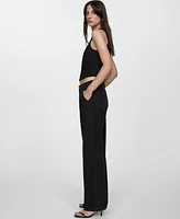 Mango Women's Straight Pleated Jeans