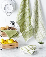 Design Imports Assorted Pattern, Kitchen Collection, Dishtowels Dishcloth, Parsley Green, 5 Piece