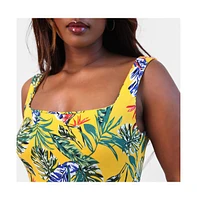 Rebdolls Plus Size Elena Tropical Print A-Line Midi Dress