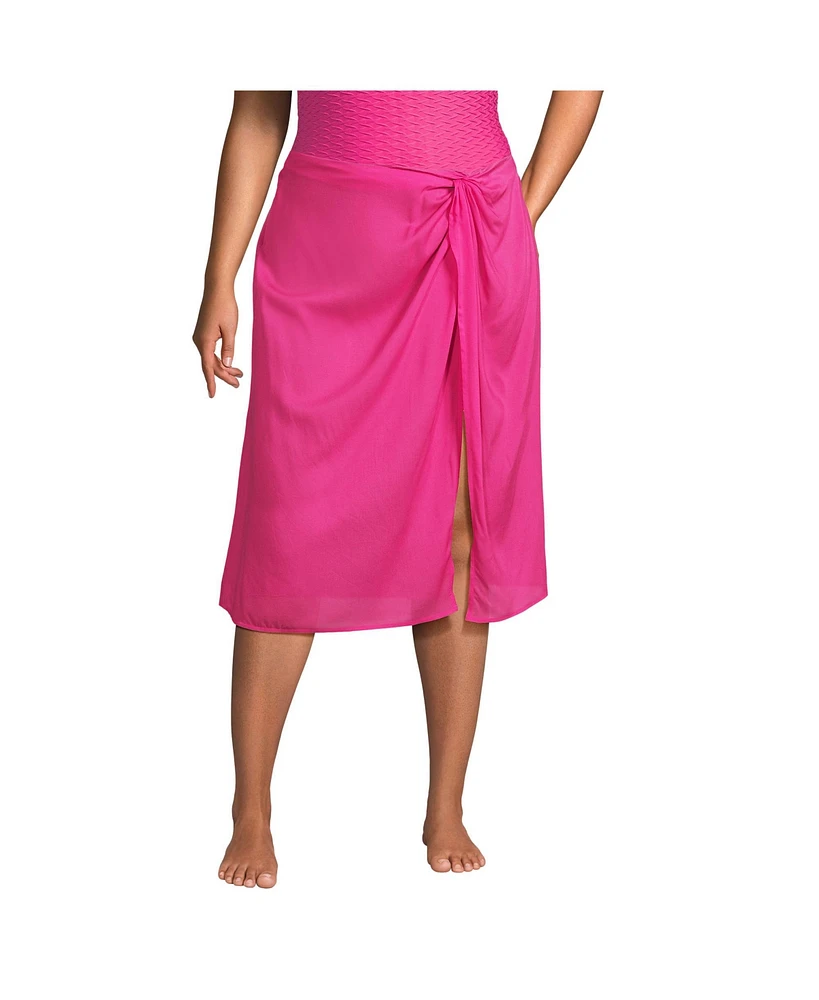 Lands' End Plus Twist Front Knee Length Swim Cover-up Skirt