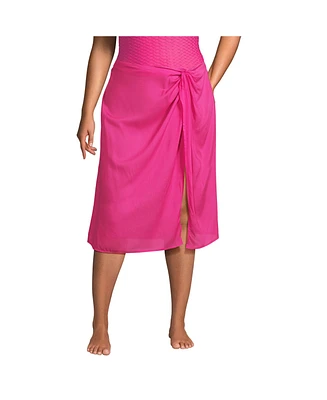 Lands' End Plus Twist Front Knee Length Swim Cover-up Skirt