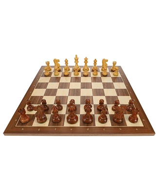 We Games Weighted English Staunton Chess Set, Walnut Sycamore Board 19.75 in., 3.5 in. King