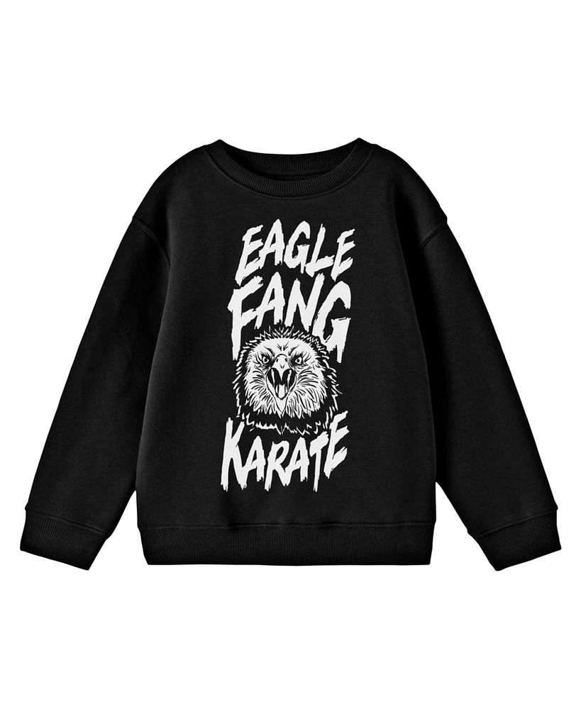 Cobra Kai Boys Eagle Fang Karate Graphic Crew Neck Long Sleeve Black Youth Sweatshirt