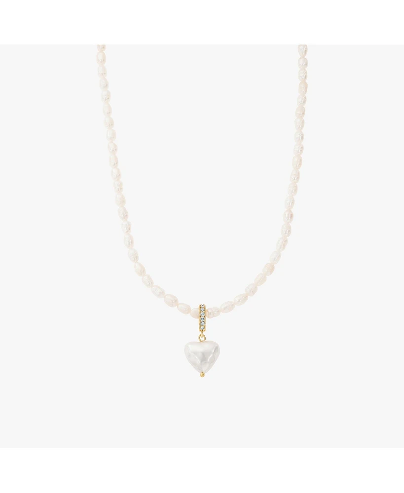 Bearfruit Jewelry Hope Cultured Pearl Necklace with Heart Shaped Charm Pendant