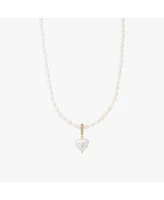 Bearfruit Jewelry Hope Cultured Pearl Necklace with Heart Shaped Charm Pendant