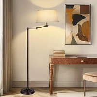 Brightech Caden 62" Led Modern Floor Lamp with Swing Arm & Drum Shade