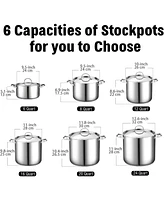 Quart 18/10 Stainless Steel Classic Deep Cooking Pot Canning Stockpot with Stainless Steel Lid