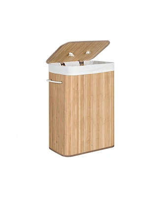 Slickblue Foldable Laundry Hamper with Lid, Basket, Rectangular Storage 3 Handles