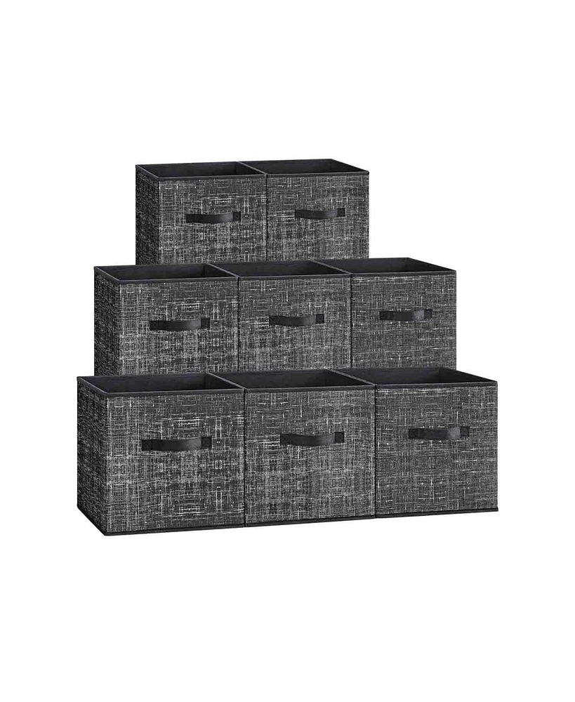Slickblue Storage Cubes, Non-Woven Fabric Bins with Double Handles, Set of 8, Closet Organizers for Shelves, Foldable, Clothes