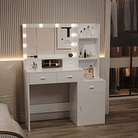 Smart mirror dressing table with storage and drawers
