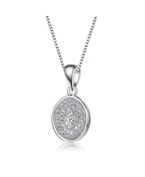 Rachel Glauber Classy Rhodium Plated Round Cz Pendant Necklace