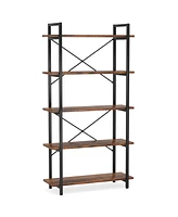 Tribesigns 5 Tier Bookshelf, Modern Etagere Bookcase with Metal Frame, Tall Book Shelf Unit for Living Room, Study, Home Office