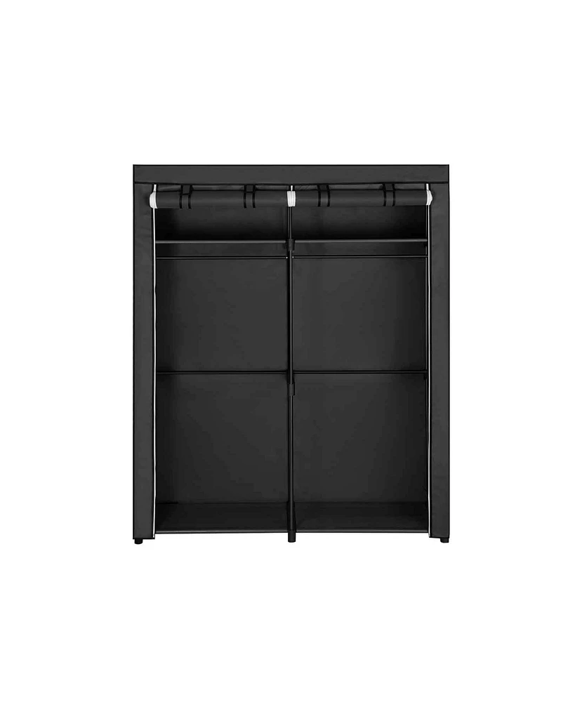 Slickblue Closet Storage Organizer, Portable Wardrobe With Hanging Rods, Clothes Rack, Foldable, Cloakroom