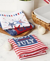 Design Imports Patriotic Dish Towel Set 18x28", Decorative Kitchen Towels, Red White Boom, 3 Count