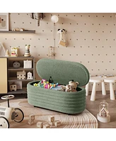 WestinTrends 42" Wide Mid-Century Modern Upholstered Teddy Sherpa Tufted Oval Storage Ottoman Bench