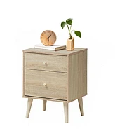 Inolait 2-Drawer Nightstand Beside End Side Table with Rubber Legs