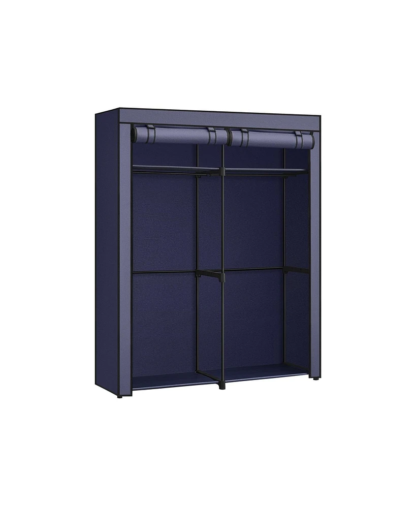 Slickblue Closet Storage Organizer, Portable Wardrobe With Hanging Rods, Clothes Rack, Foldable, Cloakroom