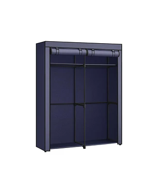 Slickblue Closet Storage Organizer, Portable Wardrobe With Hanging Rods, Clothes Rack, Foldable, Cloakroom
