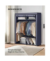 Slickblue Closet Storage Organizer, Portable Wardrobe With Hanging Rods, Clothes Rack, Foldable, Cloakroom