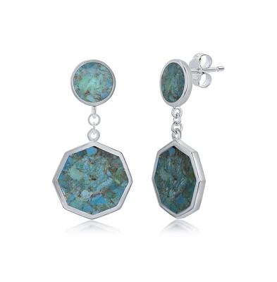 Simona Sterling Silver Hexagon & Round Turquoise Earrings