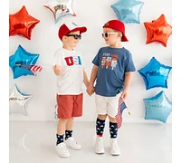 Sweet Wink Little and Big Girls Boys Usa Patch Short Sleeve T-Shirt