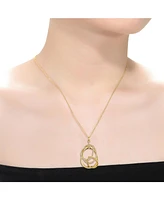 Rachel Glauber 14k Gold Plated with Cubic Zirconia Free Form Love Knot Pendant Necklace