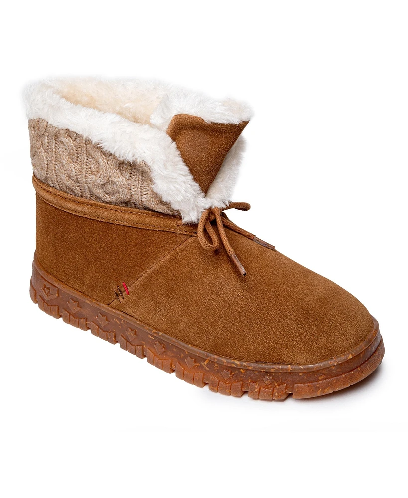 Minnetonka Women's Norean Suede & Knit Slipper Boots