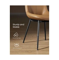 Leather Dining Chairs Set of 2, Comfortable Upholstered Seat with Metal Legs Swivel Leveling Feet