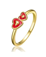 GiGiGirl Kid s 14K Gold Plated Double Heart Kids Stack Ring