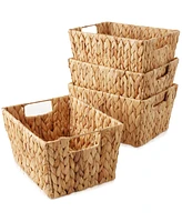 Casafield Set of 4 Water Hyacinth Storage Baskets with Handles