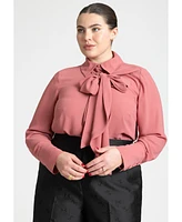 Eloquii Women's Tie Detail Bow Top