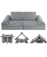 Costway 6 Pcs Kids Play Sofa Set Modular Convertible Foam Folding Couch Toddler Playset