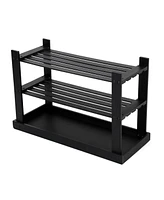 Slickblue Wicker Shoe Rack Bench With Shelves, Organizer