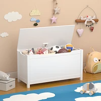 Kids Wooden Toy Box Storage With Safety Hinged Lid For Ages 3